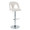 Ava table in Chrome Metal, Snow White Fabric, product view, featuring swivel and adjustable height