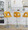 Ava table in Chrome Metal, Yellow Fabric, featuring swivel and adjustable height
