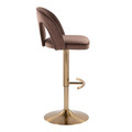 Ava table in Gold Metal, Espresso Velvet, side view, featuring swivel and adjustable height