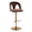 Ava Upholstered Contemporary Adjustable Barstool in Gold Metal and Espresso Velvet with Rounded T Footrest- Set of 2 — product view