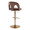 Ava Upholstered Contemporary Adjustable Barstool in Gold Metal and Espresso Velvet with Rounded T Footrest- Set of 2 — rear three-quarter view