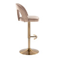 Ava table in Gold Metal, Taupe Velvet, side view, featuring swivel and adjustable height