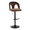 Ava Upholstered Contemporary Adjustable Barstool in Black Metal and Espresso Velvet with Rounded T Footrest- Set of 2 — product view