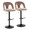 Ava Upholstered Contemporary Adjustable Barstool in Black Metal and Taupe Velvet with Rounded T Footrest- Set of 2 — pair view