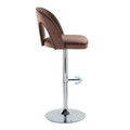 Ava table in Chrome Metal, Espresso Velvet, side view, featuring swivel and adjustable height