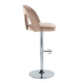 Ava table in Chrome Metal, Taupe Velvet, side view, featuring swivel and adjustable height
