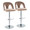 Ava Upholstered Contemporary Adjustable Barstool in Chrome Metal and Taupe Velvet with Rounded T Footrest- Set of 2 — pair view