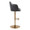 Boyne table in Gold Metal, Black PU, side view, featuring swivel and adjustable height