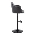 Boyne table in Black Metal, Black PU, side view, featuring swivel and adjustable height