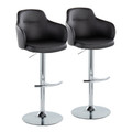 Boyne Contemporary Adjustable Barstool with Swivel in Chrome Metal and Black Faux Leather with Rounded 't' Footrest- Set of 2 — pair view