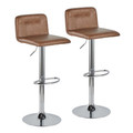 Casper Contemporary Adjustable Barstool in Chrome Metal and Espresso Faux Leather- Set of 2 — pair view