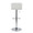 Casper Contemporary Adjustable Barstool in Chrome Metal and White Faux Leather- Set of 2 — back view