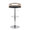 Cassis Mid-Century Modern Adjustable Barstool with Swivel in Chrome Metal, Light Grey Wood and Black Faux Leather with Oval Footrest — back view