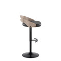 Cassis table in Black Metal, Light Grey Wood, Black PU, side view, featuring swivel and adjustable height