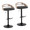 Cassis Contemporary Adjustable Barstool with Swivel in Black Metal, Light Grey Wood and Black Faux Leather with Round T Footrest- Set of 2 — pair view