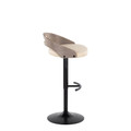 Cassis table in Black Metal, Light Grey Wood, Cream PU, side view, featuring swivel and adjustable height