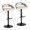 Cassis Contemporary Adjustable Barstool with Swivel in Black Metal, Light Grey Wood and Cream Faux Leather with Round T Footrest- Set of 2 — pair view
