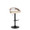 Cassis Contemporary Adjustable Barstool with Swivel in Black Metal, Light Grey Wood and Cream Faux Leather with Round T Footrest- Set of 2 — product view