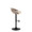 Cassis Contemporary Adjustable Barstool with Swivel in Black Metal, Light Grey Wood and Cream Faux Leather with Round T Footrest- Set of 2 — side view