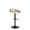 Cassis Contemporary Adjustable Barstool with Swivel in Black Metal, Light Grey Wood and Cream Faux Leather with Round T Footrest- Set of 2 — rear three-quarter view