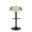 Cassis Contemporary Adjustable Barstool with Swivel in Black Metal, Light Grey Wood and Cream Faux Leather with Round T Footrest- Set of 2 — back view