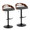Cassis Contemporary Adjustable Barstool with Swivel in Black Metal, Walnut Wood and Grey Faux Leather with Round T Footrest- Set of 2 — pair view