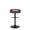 Cassis Contemporary Adjustable Barstool with Swivel in Black Metal, Walnut Wood and Grey Faux Leather with Round T Footrest- Set of 2 — back view