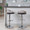 Cassis Contemporary Adjustable Barstool with Swivel in Chrome Metal, Light Grey Wood and Black Faux Leather with Round T Footrest- Set of 2 — lifestyle photo 1
