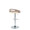 Cassis table in Chrome Metal, Light Grey Wood, Cream PU, back and side view, featuring swivel and adjustable height