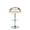 Cassis table in Chrome Metal, Light Grey Wood, Cream PU, front view, featuring swivel and adjustable height