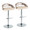 Cassis Contemporary Adjustable Barstool with Swivel in Chrome Metal, Light Grey Wood and Cream Faux Leather with Round T Footrest- Set of 2 — pair view