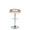 Cassis Contemporary Adjustable Barstool with Swivel in Chrome Metal, Light Grey Wood and Cream Faux Leather with Round T Footrest- Set of 2 — back view