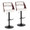 Cecina Contemporary Adjustable Barstool with Swivel in Black Metal, Mahogany Wood, and White Faux Leather with Rounded T Footrest- Set of 2 — pair view