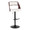 Cecina Contemporary Adjustable Barstool with Swivel in Black Metal, Mahogany Wood, and White Faux Leather with Rounded T Footrest- Set of 2 — product view