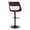 Cecina Contemporary Adjustable Barstool with Swivel in Black Metal, Mahogany Wood, and White Faux Leather with Rounded T Footrest- Set of 2 — rear three-quarter view