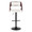 Cecina Contemporary Adjustable Barstool with Swivel in Black Metal, Mahogany Wood, and White Faux Leather with Rounded T Footrest- Set of 2 — front view