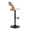 Cecina Contemporary Adjustable Barstool with Swivel in Black Metal, Zebra Wood and Cream Faux Leather with Rounded T Footrest- Set of 2 — side view