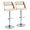Cecina Mid-Century Modern Adjustable Barstool with Swivel in Chrome Metal, Zebra Wood, and Cream Faux Leather with Rounded T Footrest- Set of 2 — pair view