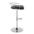 Charlotte table in Chrome Metal, Black PU, side view, featuring swivel and adjustable height