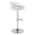 Charlotte table in Chrome Metal, White PU, side view, featuring swivel and adjustable height
