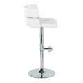 Cinch table in Chrome Metal, White PU, side view, featuring swivel and adjustable height