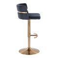 Cinch table in Gold Metal, Black Velvet, side view, featuring swivel and adjustable height