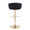 Claire bar stool in Gold Metal, Black Velvet, back view, featuring swivel and adjustable height
