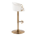 Claire table in Gold Metal, Cream Velvet, side view, featuring swivel and adjustable height