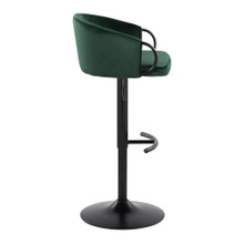 Claire table in Black Metal, Green Velvet, side view, featuring swivel and adjustable height