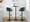 Claire table in Black Metal, Green Velvet, close-up detail, featuring swivel and adjustable height