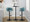 Claire table in Black Metal, Light Blue Velvet, close-up detail, featuring swivel and adjustable height
