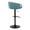 Claire table in Black Metal, Light Blue Velvet, back and side view, featuring swivel and adjustable height