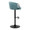 Claire Contemporary Adjustable Barstool with Swivel in Black Metal and Light Blue Velvet with Rounded T Footrest- Set of 2 — side view