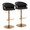 Claire Contemporary/Glam Adjustable Barstool in Gold Metal and Black Faux Leather with Rounded T Footrest- Set of 2 — pair view